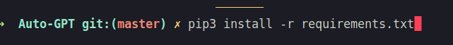 image of pip install requirements for AutoGPT