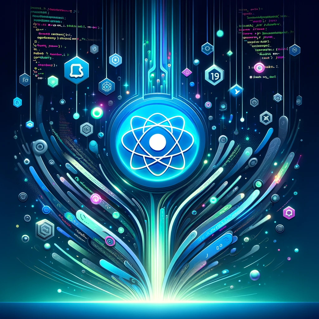 cover image of the article thats shows react version 19